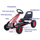 4-Wheel Pedal-Powered Kids Ride-On Kart with Adjustable Seat - Red Magic Cars 7