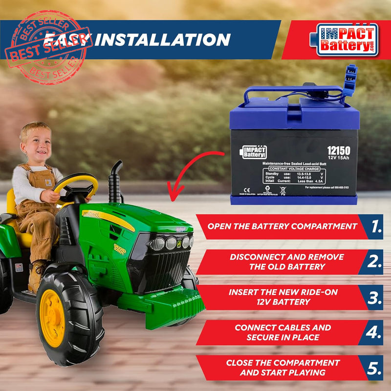 Upgraded 12V 15Ah Replacement Battery for Peg Perego Toys Magic Cars 5