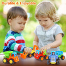 4-Piece Interactive Friction-Powered Construction Vehicle Toy Set Magic Cars 3