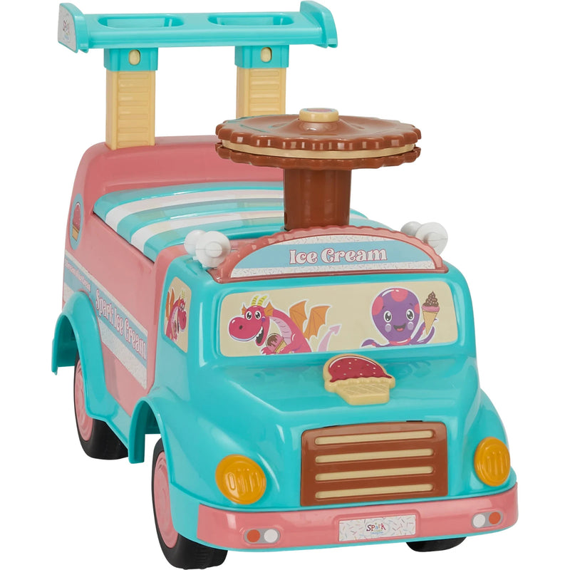 Interactive Push Ride-On Ice Cream Truck Toy for Boys and Girls Ages 1-3 Years Magic Cars 4