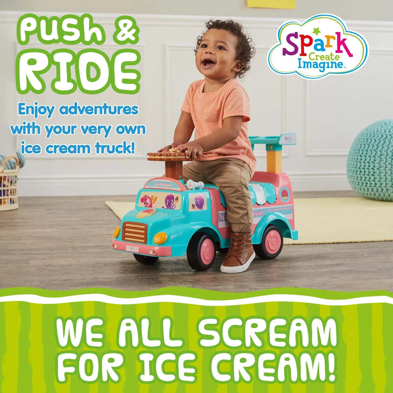 Interactive Push Ride-On Ice Cream Truck Toy for Boys and Girls Ages 1-3 Years Magic Cars 5
