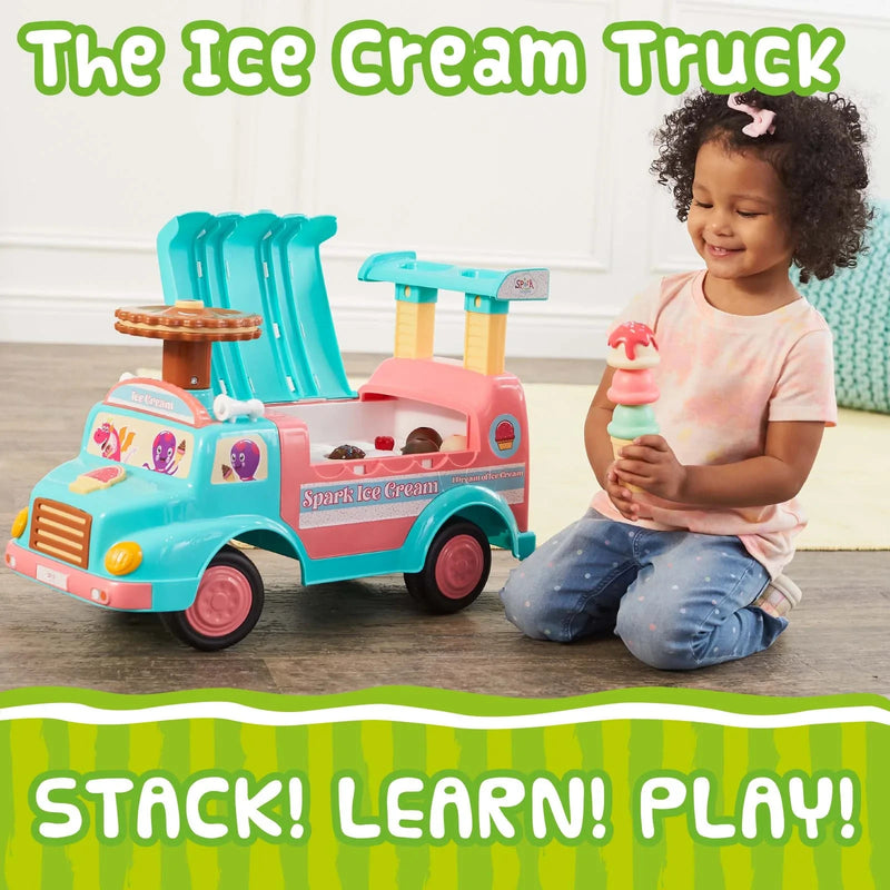 Interactive Push Ride-On Ice Cream Truck Toy for Boys and Girls Ages 1-3 Years Magic Cars 6