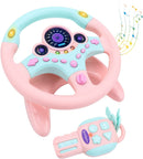 Interactive Pink Backseat Steering Wheel Toy with Lights, Music, and Pretend Car Key Magic Cars 11