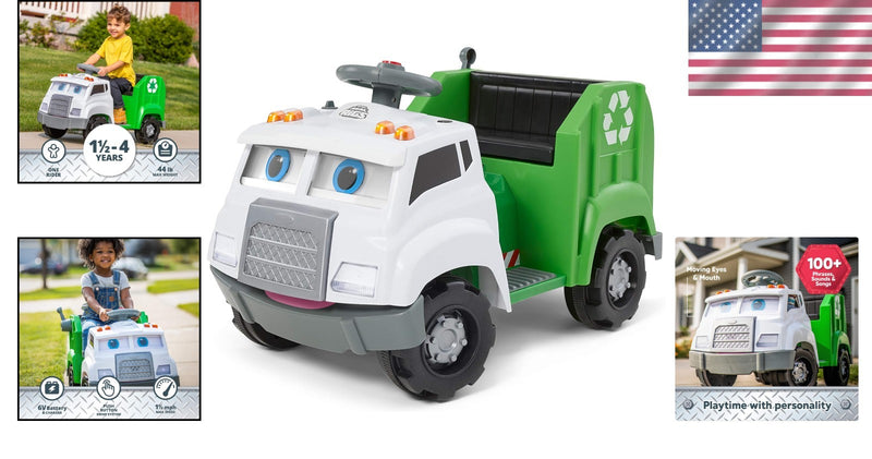 Interactive Toddler Ride-On Recycling Truck Toy with 9 Accessories Included Magic Cars 1
