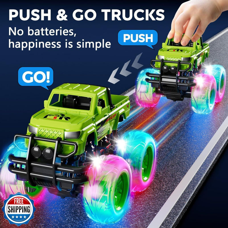 Monster Trucks Toy for Toddlers Boys with Illuminated Wheels Age 2+ Magic Cars 2
