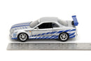 Toys 1:32 Brian's Nissan Skyline GT-R R34 in Silver/Blue from Fast & Furious Magic Cars 6