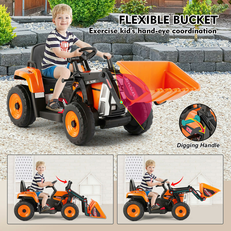 12V Battery Powered Kids Ride-On Excavator Truck Digger with 3 Speeds, Music, and Remote Control Magic Cars 14