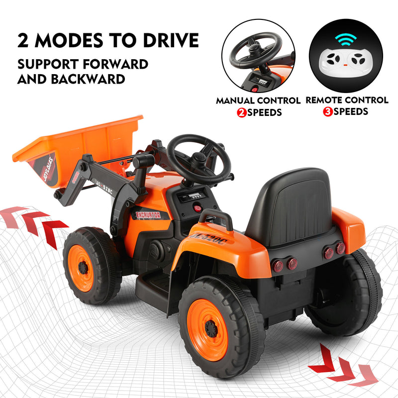 12V Battery Powered Kids Ride-On Excavator Truck Digger with 3 Speeds, Music, and Remote Control Magic Cars 18