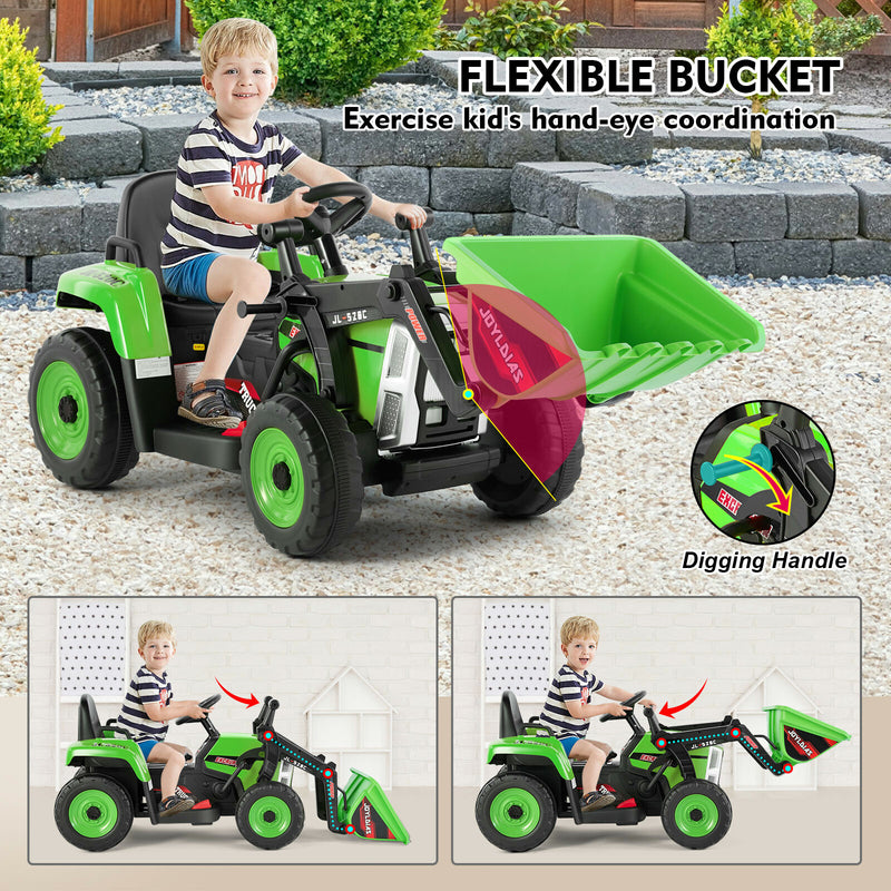 12V Battery Powered Kids Ride-On Excavator Truck Digger with 3 Speeds, Music, and Remote Control Magic Cars 26