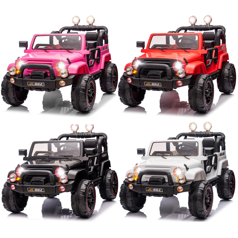 12V Kids Electric Ride-On Jeep Truck with Remote Control and Music, Available in Pink, Black, and Red Magic Cars 12