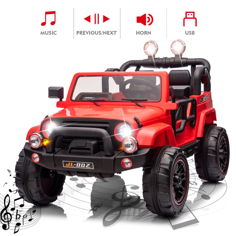 12V Kids Electric Ride-On Jeep Truck with Remote Control and Music, Available in Pink, Black, and Red Magic Cars 4