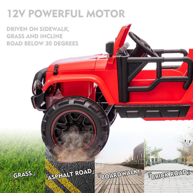 12V Kids Electric Ride-On Jeep Truck with Remote Control and Music, Available in Pink, Black, and Red Magic Cars 7