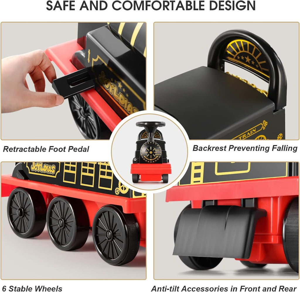 Scale Train Kit Ride On 3-in-1 Electric Ride-On Train with 16 Curved Tracks, 6V, 39-Inch Black