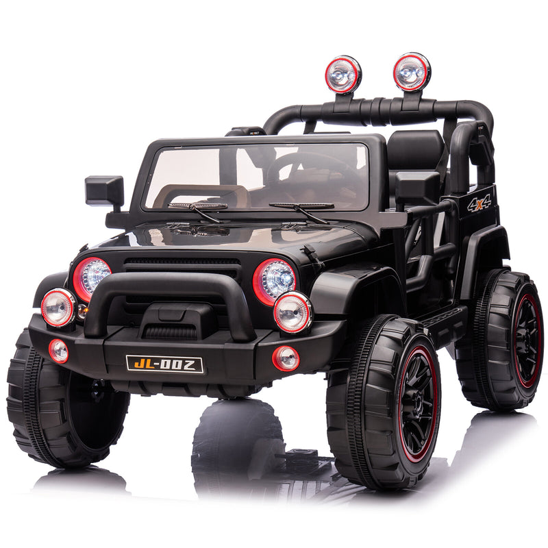 12V Black Kids Ride-On Truck with 3 Speeds, LED Lights, MP3, and Remote Control Magic Cars 20