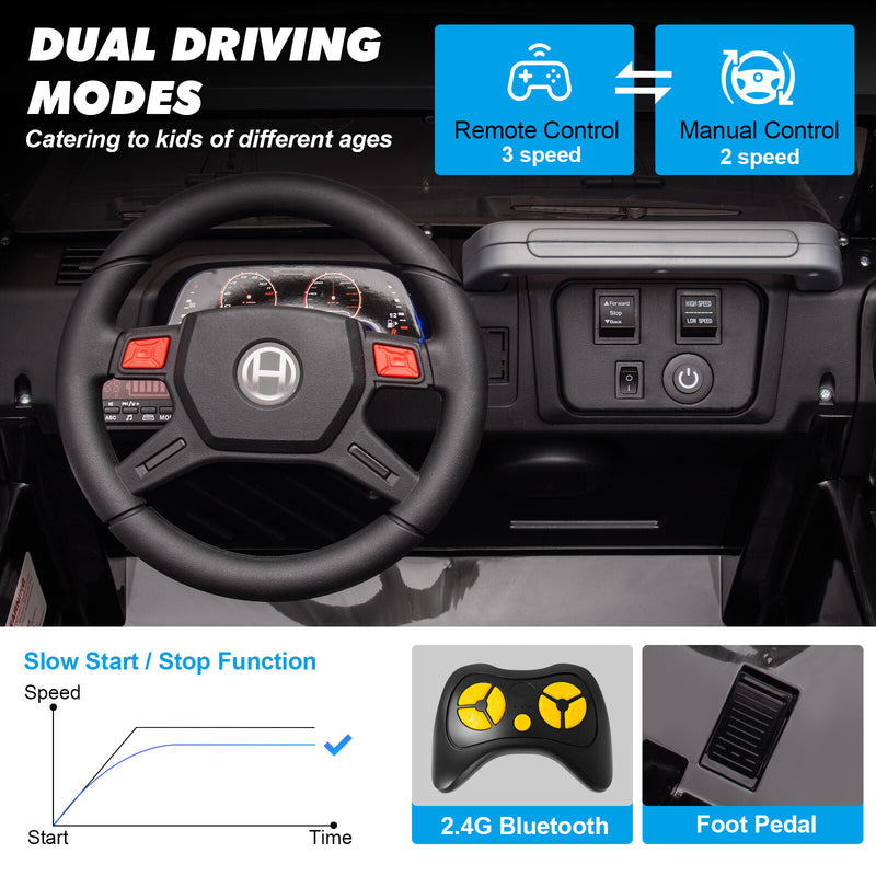 12V Black Kids Ride-On Truck with 3 Speeds, LED Lights, MP3, and Remote Control Magic Cars 3