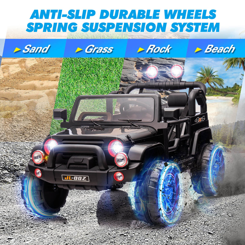 12V Black Kids Ride-On Truck with 3 Speeds, LED Lights, MP3, and Remote Control Magic Cars 5