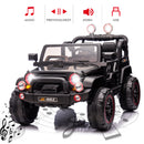 12V Black Kids Ride-On Truck with 3 Speeds, LED Lights, MP3, and Remote Control Magic Cars 8