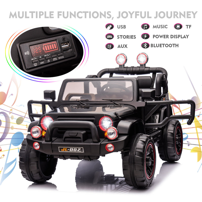 12V Black Kids Ride-On Truck with 3 Speeds, LED Lights, MP3, and Remote Control Magic Cars 9