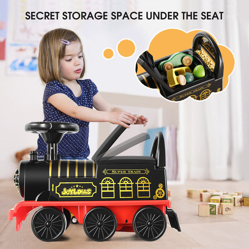 6V Black/Blue Electric Ride-On Train with Storage and Lights for 1–3 Year Olds Magic Cars 15