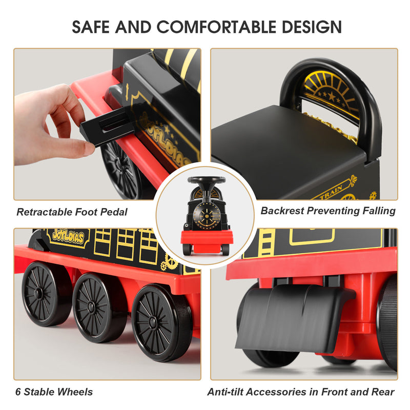 6V Kids Electric Ride-On Train with Tracks, Music & Lights for Ages 1–3 – Black/Blue Magic Cars 6