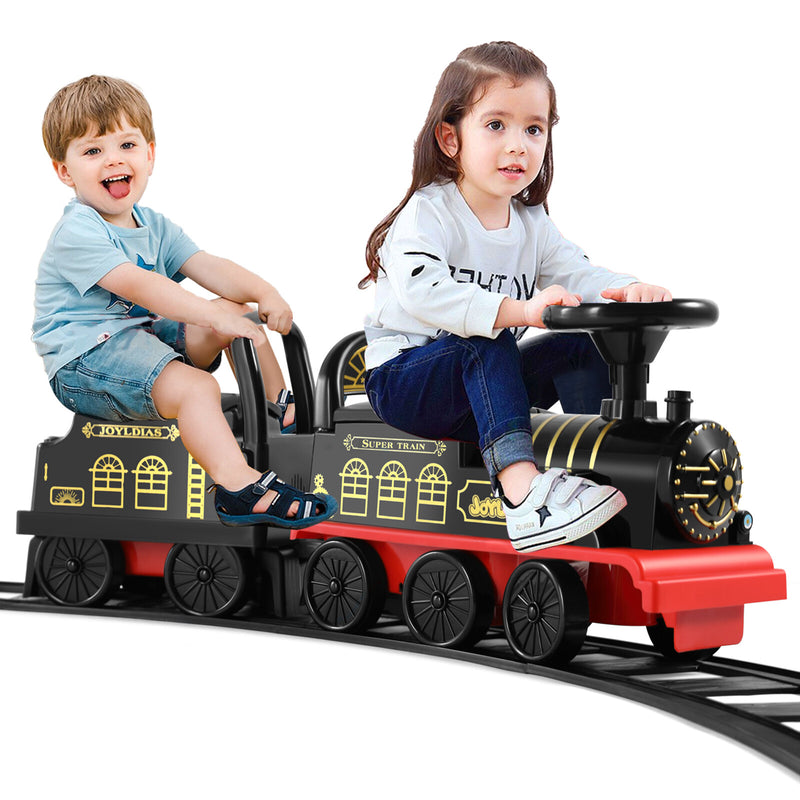 6V Electric Ride-On Train for Kids Ages 1–3 with Track, Lights and Music – Black/Blue Magic Cars Variant 0