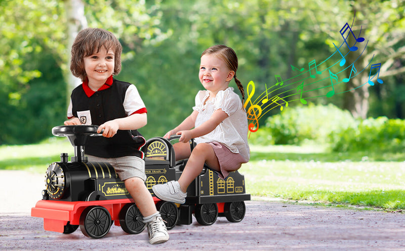 6V Ride-On Train Toy with Lights and Music for Toddlers 1-3 Years Black/Blue Magic Cars 20