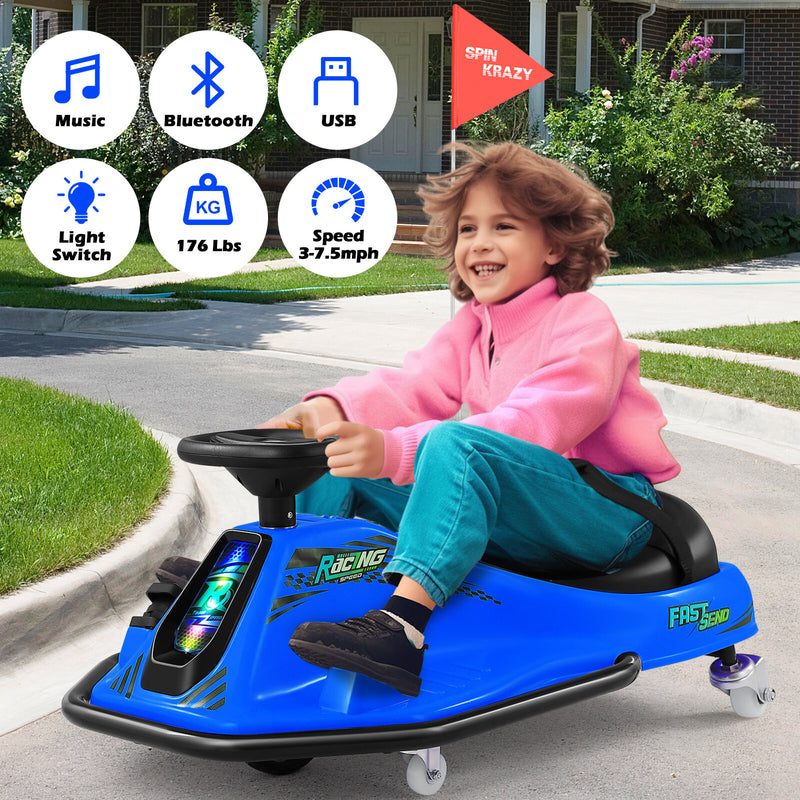 JOYLDIAS Blue 360° Electric 24V Kid Ride On Drifting Go Kart