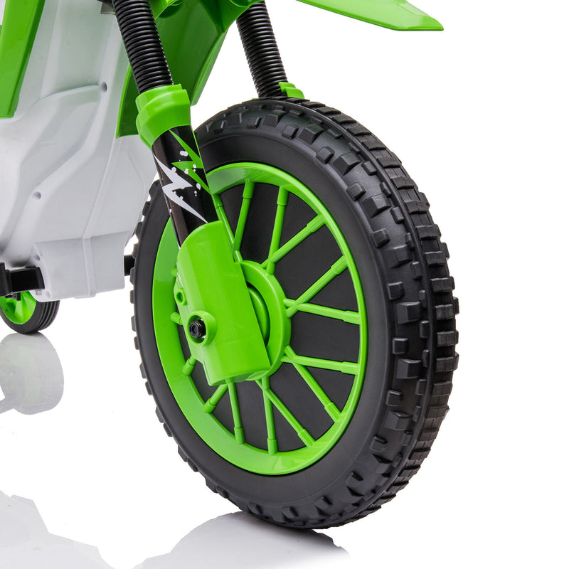 Green 12V Electric Kids Ride-On Dirt Bike Motorcycle with Training Wheels Magic Cars 13