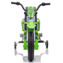 Green 12V Electric Kids Ride-On Dirt Bike Motorcycle with Training Wheels Magic Cars 19