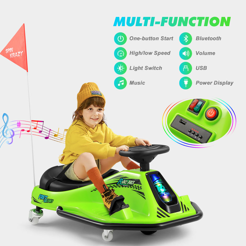 Green 24V Electric Drifting Go-Kart with Adjustable Speeds for Kids Magic Cars 5