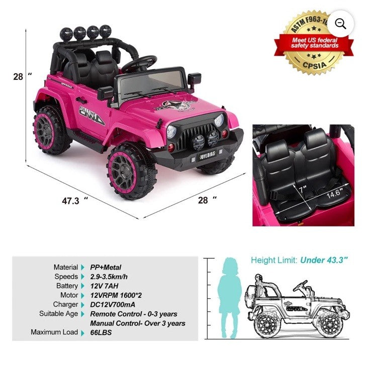 Electric Kids Ride-On Truck with Bluetooth, Remote Control, and MP3 Player Magic Cars 2