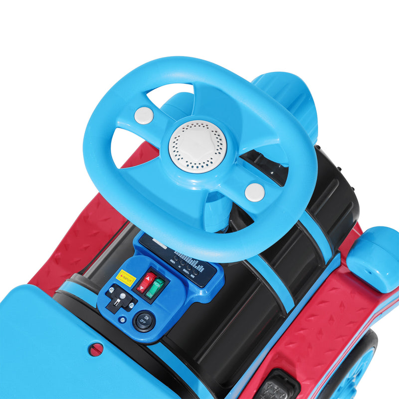 Large 12V Electric 2-Seater Blue Kids Ride-On Train with Carriage and 2 Speeds Magic Cars 10