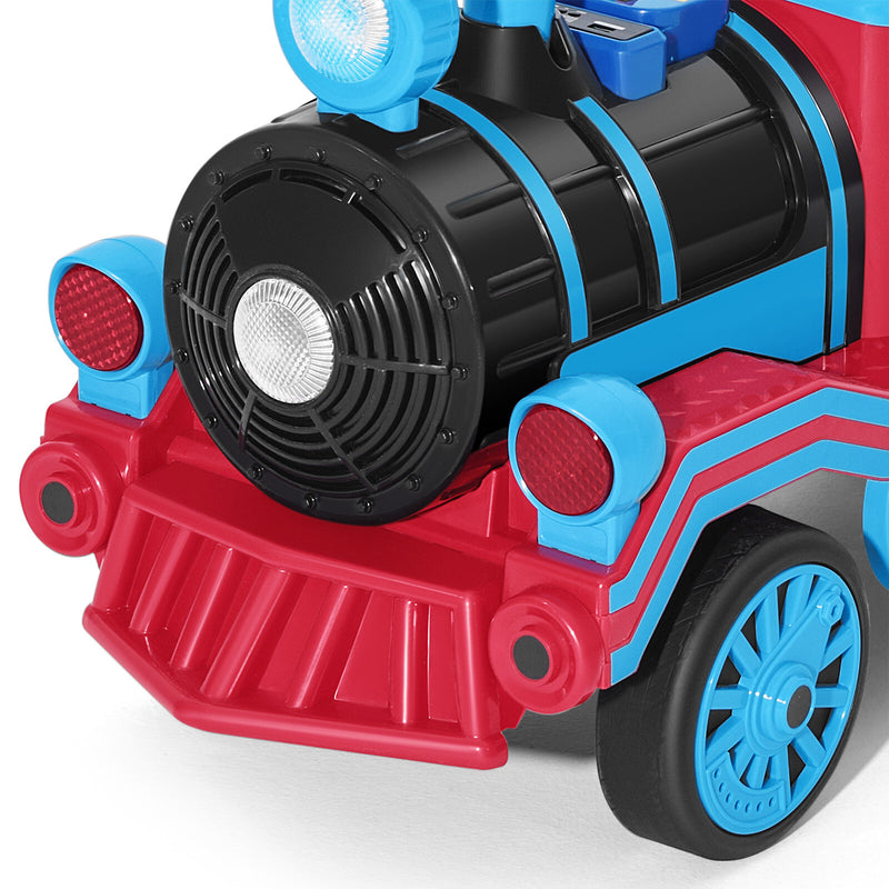 Large 12V Electric 2-Seater Blue Kids Ride-On Train with Carriage and 2 Speeds Magic Cars 12