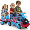 Large 12V Electric 2-Seater Blue Kids Ride-On Train with Carriage and 2 Speeds Magic Cars 1