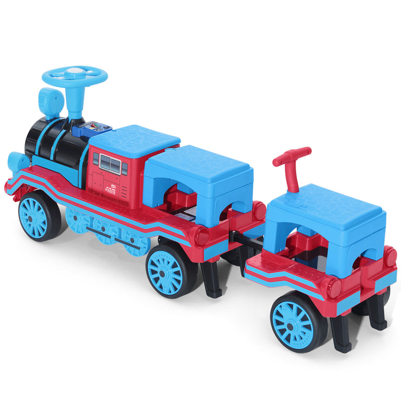 Large 12V Electric 2-Seater Blue Kids Ride-On Train with Carriage and 2 Speeds Magic Cars 22