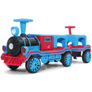 Large 12V Electric 2-Seater Blue Kids Ride-On Train with Carriage and 2 Speeds Magic Cars 23