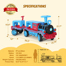Large 12V Electric 2-Seater Blue Kids Ride-On Train with Carriage and 2 Speeds Magic Cars 3