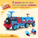 Large 12V Electric 2-Seater Blue Kids Ride-On Train with Carriage and 2 Speeds Magic Cars 5