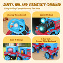 Large 12V Electric 2-Seater Blue Kids Ride-On Train with Carriage and 2 Speeds Magic Cars 7