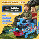 Large 12V Electric 2-Seater Blue Kids Ride-On Train with Carriage and 2 Speeds Magic Cars 8