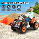 12V Orange Electric Ride-On Excavator with Remote Control for Kids Boys and Girls Gift Magic Cars 0