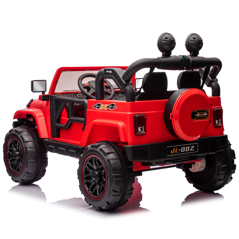 12V Red Kids 2-Seater Ride-On Truck with LED Lights, Music, and Remote Control Battery-Powered Car Magic Cars 22