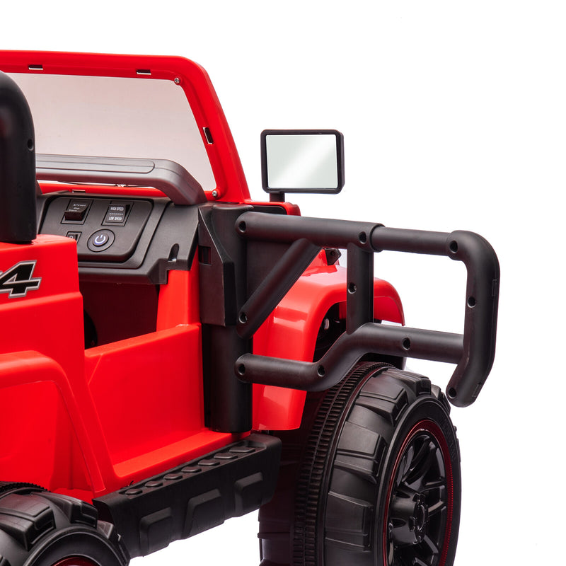 12V Red Electric Battery-Powered Kids Ride-On Truck with LED Lights, MP3, and Remote Control Magic Cars 18