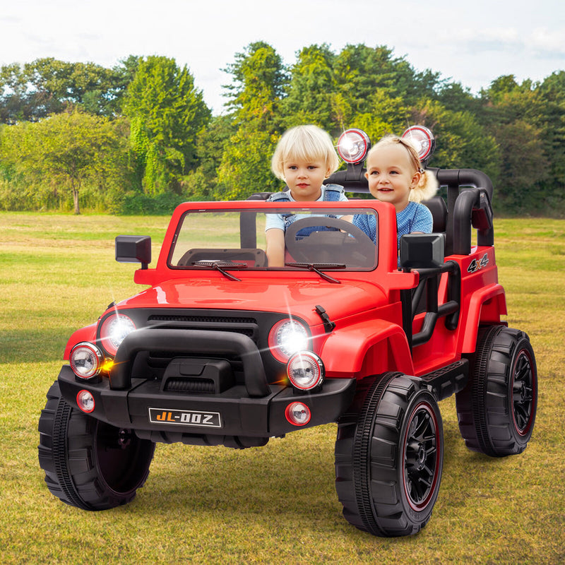 12V Red Electric Battery-Powered Kids Ride-On Truck with LED Lights, MP3, and Remote Control Magic Cars 1