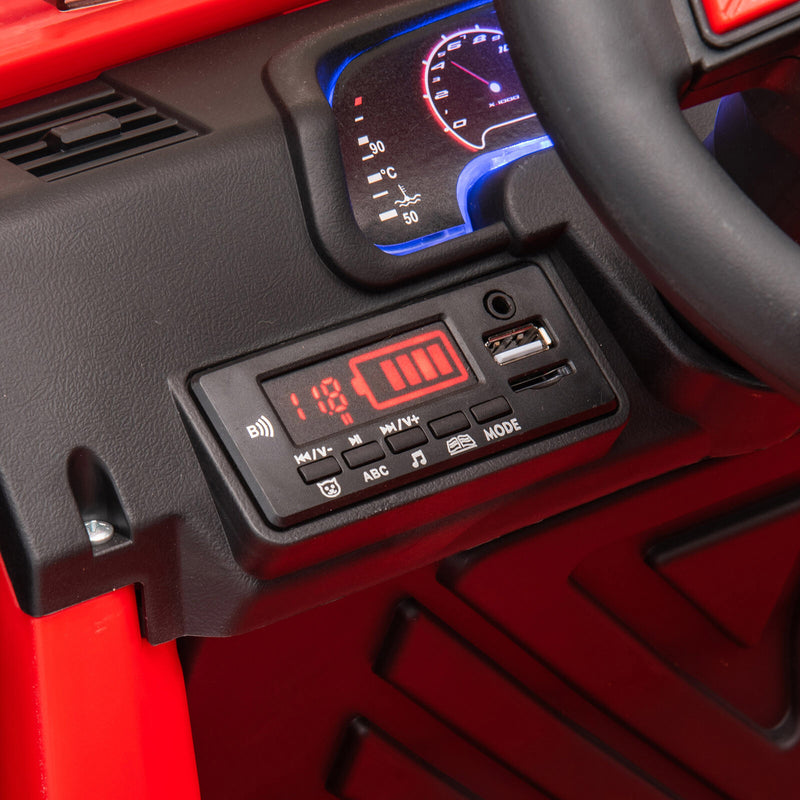 Red 12V Electric Kids Ride-On Truck with 3 Speeds, MP3, LED Lights, Cover, and Remote Control Magic Cars 16