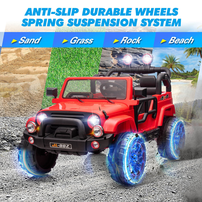 Red 12V Electric Kids Ride-On Truck with 3 Speeds, MP3, LED Lights, Cover, and Remote Control Magic Cars 8