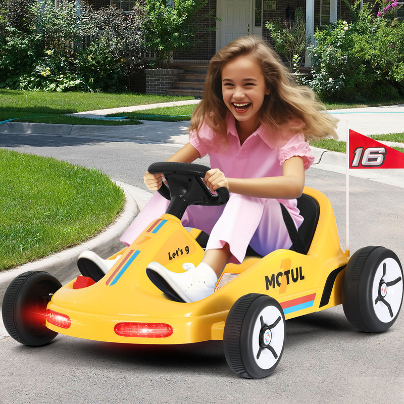 12V Battery-Powered Kids Ride-On Go Kart Car with Music and Remote Control, Red and Yellow Magic Cars 0