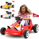 12V Battery-Powered Kids Ride-On Go Kart Car with Music and Remote Control, Red and Yellow Magic Cars 12