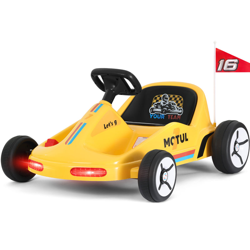 12V Battery-Powered Kids Ride-On Go Kart Car with Music and Remote Control, Red and Yellow Magic Cars 1