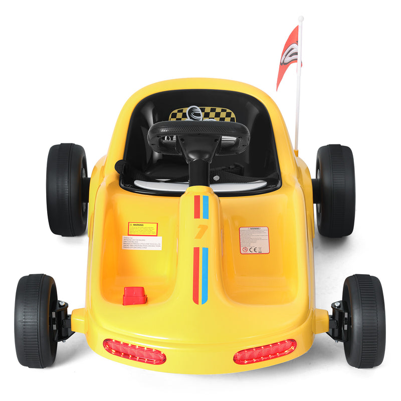 12V Battery-Powered Kids Ride-On Go Kart Car with Music and Remote Control, Red and Yellow Magic Cars 2